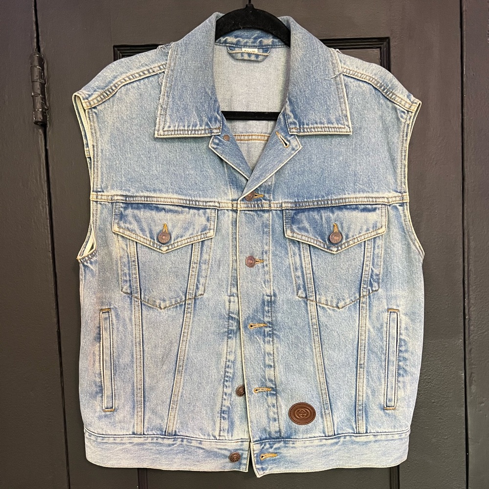 Gucci Distressed Denim Vest sz 46